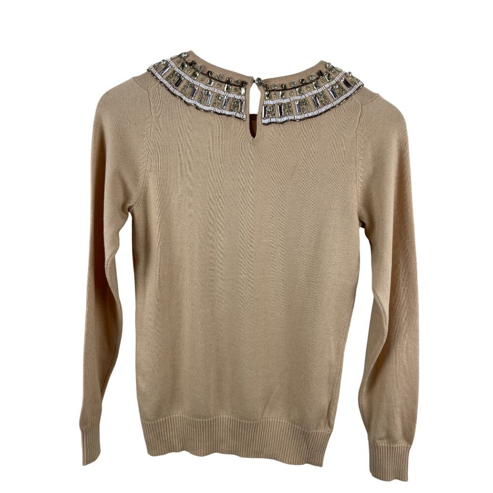 Boden Women's 4 Cashmere Blend Jeweled Neckline NWT Knit Bedazzled Glam Sweater - Picture 7 of 14